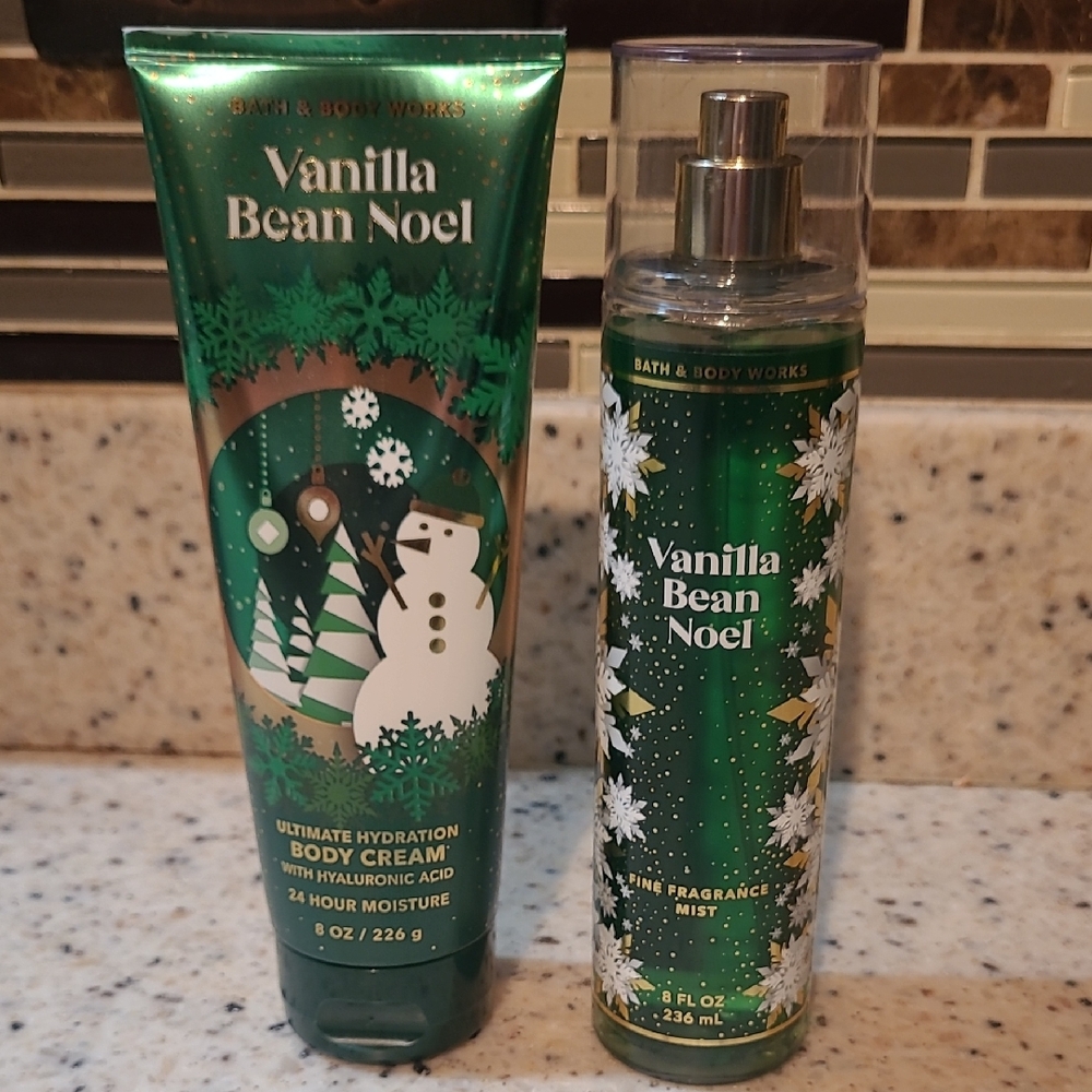 Bath & Body Works Vanilla Bean Noel Hydration Set - Green and White